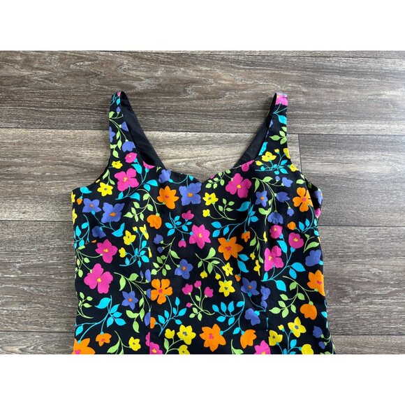 WOMENS FLORAL COLORFUL DRESS SIZE 4 LINEN SLEEVELESS CASUAL SPRING PARTY - Picture 2 of 8